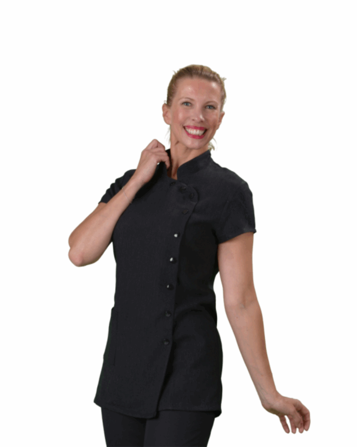 TUNIQUE ESTHETIQUE COL MAO NOIR TAILLE 0-36