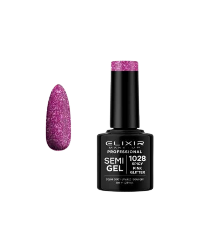 SEMI GEL #1028 SPICY PINK GLITTER