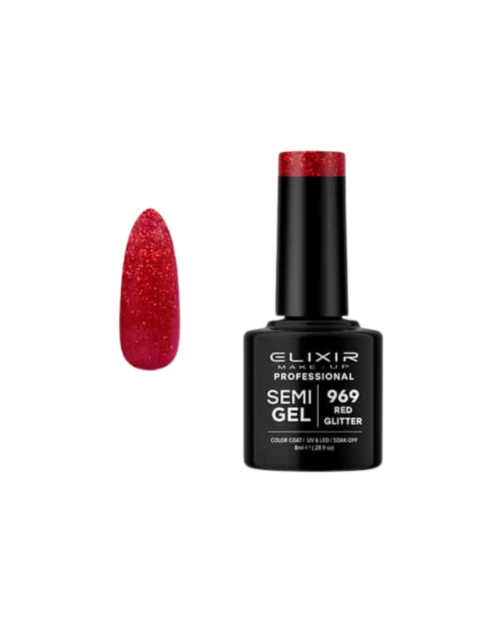 SEMI GEL #969 RED GLITTER