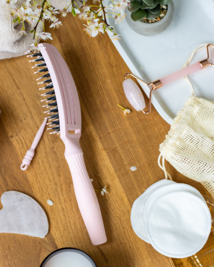 BROSSE FINGERBRUSH ICONIC BOAR & NYLON PASTEL PINK M OLIVIA GARDEN – Image 6
