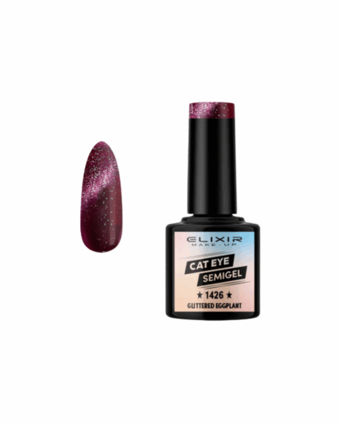 SEMI GEL #1426 CAT EYES GLITTERED EGGPLANT