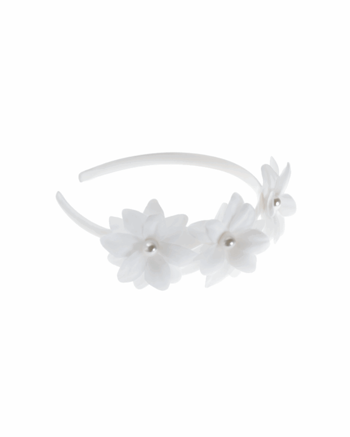SERRE TETE BLANC FLEUR PERLE